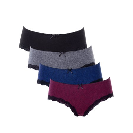 Charmo Women's Assorted Hipster Panties Cotton Soft Underwear 4 Packs