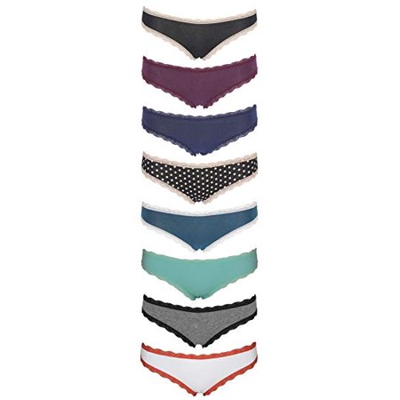 Emprella Cotton Underwear Women, 8 Pack Womens Bikini Seamless Ladies Cheeky Panties S-XL