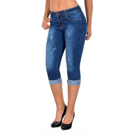 Simple Blue Denim Pants Skinny Jeans Women Summer Capris