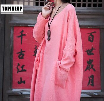 Top quality Casual fashionable cotton Linen maxi dress fashion Vintage comfortable big size women clothing wholesale Ma036