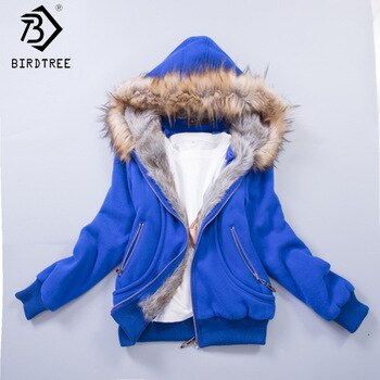 US Size S-3XL Upgraded Quality Jacket Women Spring Winter Coat,Sweatshirt Large Raccoon Fur Hoodie Women Clothing #3002