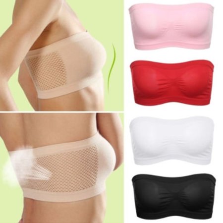 Women Strapless Breathable Underwear Pure Color Wrapped Chest Top