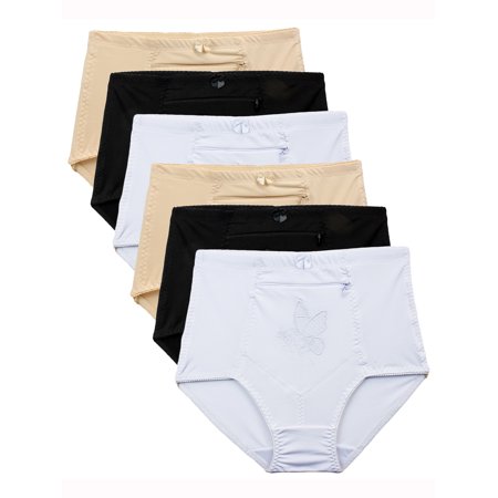 Womens Panties Small to Plus Sizes Travel Pocket Girdle Brief Underwear (6 Pack)