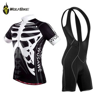 WOSAWE MTB Unisex Bike Cycling Clothes Short Sleeved Sets Jersey Shirt Bib Shorts Suit Bicycle Breathable Men's Cycling Clothing
