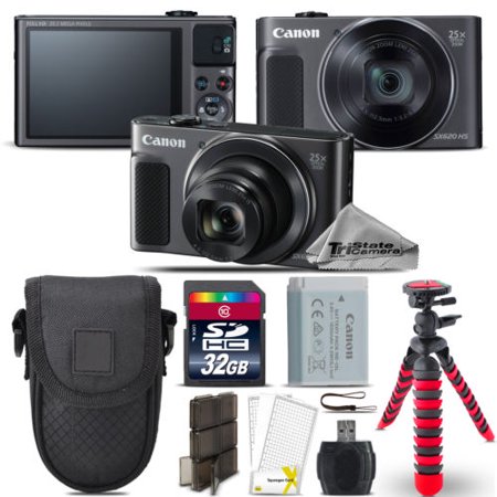 Canon PowerShot SX620 HS Digital Camera Black + Spider Tripod + Case - 32GB Kit