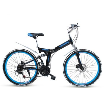 Freeshipping Folding mountain bike 24 inch 26 inch double disc brakes double shock 21 speed students adult men and women cycling