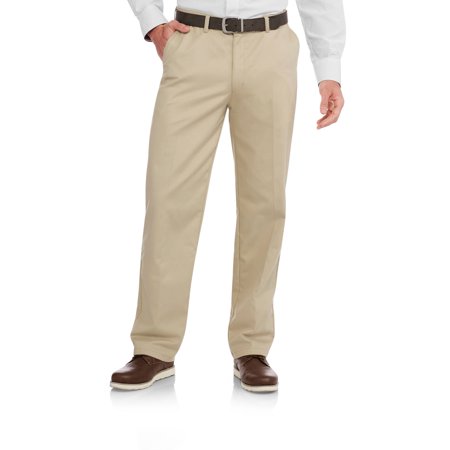 George Big Men's Wrinkle Resistant Flat Front 100% Cotton Twill Pant with Scotchgard