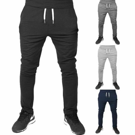 Mens Gym Slim Fit Trousers Tracksuit Bottoms Skinny Joggers Sweat Track Pants