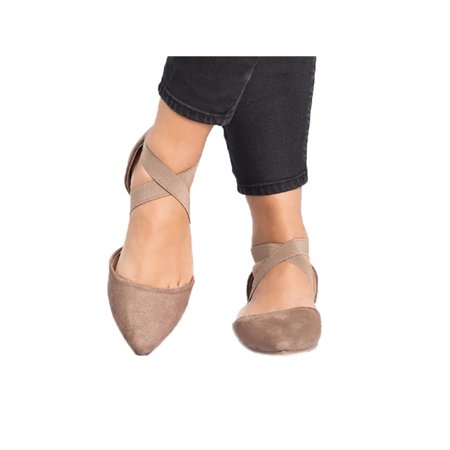 Women Ankle Strap Ballet Flats Criss Cross Shoes Casual Pump Comfy Shoes Fashion