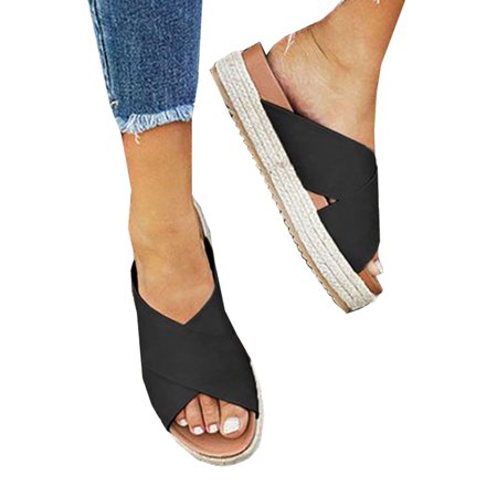 Womens Wedge Flatform Sandals Summer Open Toe Espadrilles Beach Shoes Slippers