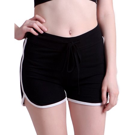 HDE Women's Retro Athletic Fashion Dolphin Running Workout Shorts (Black, Small)