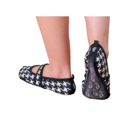 Nufoot Betsy Lou Indoor Womens Shoes Slipper, Black with White Hounds Tooth, X-Large