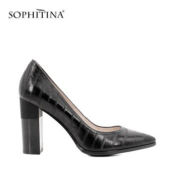 SOPHITINA Brand Genuine Leather Women Pumps Sexy Pointed Toe Classic Super High Heel Dress Shoe Elegant Wedding Party Lady D17