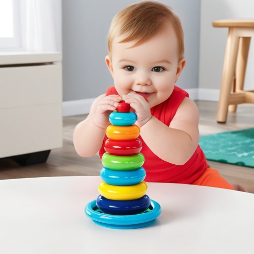 a baby playing with a toy