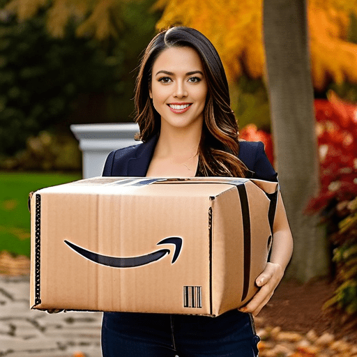 a woman holding a box