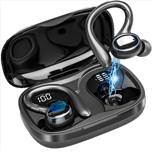 a bluetooth earphones with lightning coming out of the ear