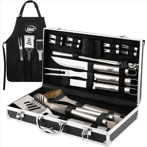 a case with a set of barbecue tools